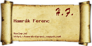 Hamrák Ferenc névjegykártya