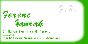 ferenc hamrak business card